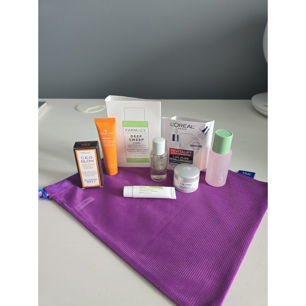 Farmacy, Origins, Clinique, Lancome, Sunday Riley Minis Skincare Set w/ Bag NEW